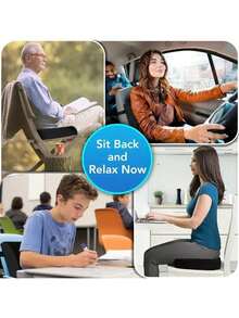 Memory Foam Pillow Support Seat Cushion Set, Large And Thick, Relieves Lower Back Pressure, Comfortable Hip Pillow, Double Straps For Back Support, Office Chair Pad, Car Seat Elevator Pad, Etc., Suitable For Home And Office Seat Pads And Backrests, - Black - View 6