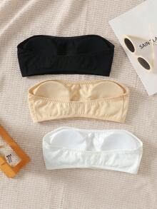 SHEIN 青少年女孩簡約舒適加厚柔軟親膚平口內衣 3件組 2黑1白 買1送2 - 彩色 - 查看 2