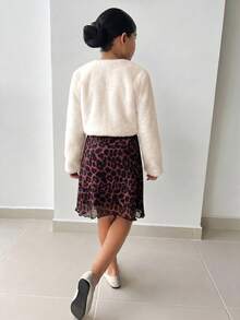 Firerie Kids Firerie Kids 青少年女孩秋冬款簡約人造毛皮大衣，適合派對與外出穿著 - 杏色 - 查看 2