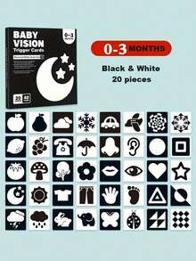 MINKOJA 1 Pack High Contrast Baby Flash Cards, Newborn Brain Development Toys, Visual Stimulation Learning Activity Cards, 20 Cards 40 Pages Baby Educational Gift , Stationery Supplies - color - View 15