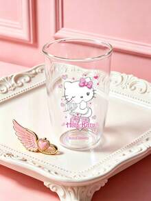HELLO KITTY AND FRIENDS | SHEIN 1個 Hello Kitty 透明玻璃杯，可愛天使與粉紅愛心印花高硼矽玻璃杯，耐熱可愛飲水杯，適合咖啡、水、果汁，適用於居家、辦公室及女孩禮物 - 彩色 - 查看 7