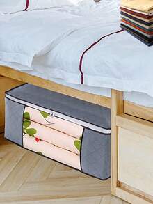 A3pcs / B4pcs /C1pc Large Capacity Clothes Storage Bag With Handle & Clear Window For Quilt - Grey - View 5