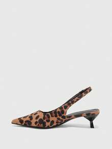 CUCCOO BIZCHIC Korean Pointed Aura Full Of Casual Style Slingback Shoes For Women's Summer New Outer Wear Kitten Heel Low Heel Non-Grinding Shoes - leopard print - View 9