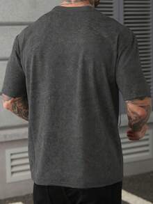 SLATEMANN Kaos Pria Lengan Pendek Longgar Kasual Motif Kepingan Salju - Grey - View 2