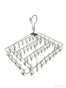1PC Stainless Steel Drying Rack With 20/50 Clips - A Windproof Hanging Organizer For Socks And Underwear, Space Saving Multi-Function Hooks Suitable For Home And Retail Use, Great For Back To School, Stainless Steel Drying Rack To Dry Socks And Underwear - Silver - View 12