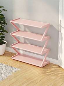 1 PIEZA Estantería para Zapatos en Forma de Z de 4 Niveles, Estante de Almacenamiento Vertical de Plástico Multifuncional de Alta Capacidad, Fácil Montaje, Independiente, Sin Herramientas Necesarias para Pasillo, Dormitorio, Dormitorio, Ahorro de Espacio - Multicolor - Ver 4