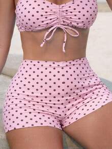 Swim Vcay Vacation Beach Two-Piece Swimsuit Polka Dot Print Random - Pink - View 7