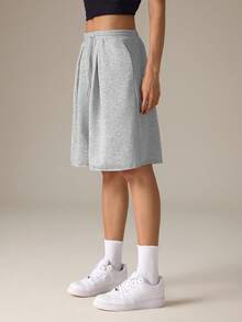 SHEIN Tall Damen Frühling/Sommer Streetwear Urlaub Alltag Homecoming Lässig Sport Basic Baggy Low Waist Bermuda Hose mit tiefem Schritt, für große Frauen - Grau - Übersicht 5