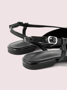 CUCCOO DOLLMOD Women's Classic Retro Style Round Toe Flat Tabi Shoes, Black, With Cross Foot Straps Dance Shoe Backless Spring Shoes Cute - Black - View 6