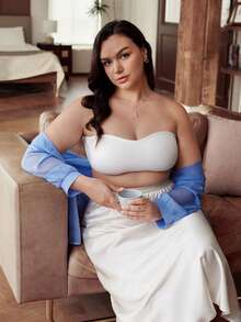 Slumbrini Sujetador cómodo con cierre frontal inalámbrico para mujer de talla grande - Blanco - Ver 3