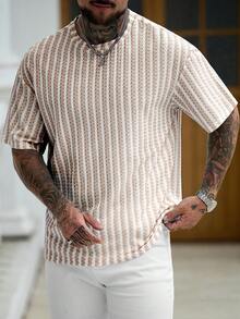 Manfinity CasualCool Men's T-Shirt Knit Multicolor World Cup Vacation - Coffee Brown - View 6