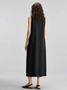 Ontre 2026SS Nuevo Estilo de Vacaciones Conjunto 2 en 1 para Mujer Colorblock Negro Profundo & Blanco Minimalista Elegante Urbano Moderno Versátil Ropa de Desplazamiento para Profesora Salida Vestido Largo Casual de Playa para Vacaciones de Verano Invitada de Boda Fiesta Reunión Vestido Elegante Línea A Diseño de Moda Fiesta de Té Cita Romántica Tela Cómoda Ajuste Holgado Best Seller - Negro - Ver 3