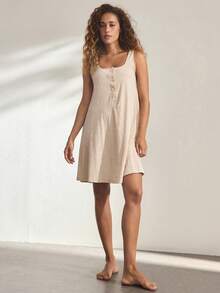 Ocili Chemise de nuit en coton confortable pour femmes - Nude - Voir 4