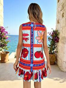 Sylviya Women's Casual Ruffled Hem Floral Print Summer Vacation Dress - Multicolor - View 2