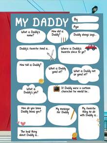 1 Piece Set With Envelope Premium Matte Paper Hand Drawn Design Fill In The Blank My Dad Questionnaire Card For Fathers Day Dad Birthday Interactive Keepsake Memory Gift Unique Present - Red Envelope - View 5