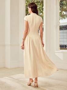 MOTF PREMIUM SPRING/SUMMER WOMEN'S CASUAL DATE APRICOT DRESS - Apricot - View 3