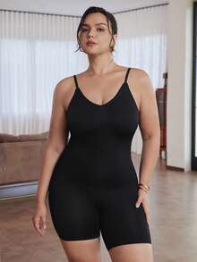 Slumbrini 1件加大码女士性感露背连体衣，塑身衣，夏季款 - 黑色 - 查看 5