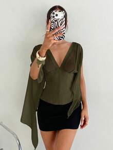 Women Blouses & Shirts - 軍綠色 - 查看 9