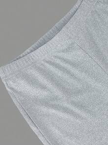 SHEIN Serisse Kids 青少年女孩休闲露肩蝴蝶结衬衫和纯色喇叭裤套装 - 灰色 - 查看 9