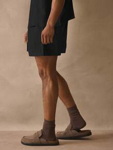 Musero Mid Length Bermuda Style Elasticated Drawstring Waistband Linen Shorts Spring Summer Essentials - Black - View 3