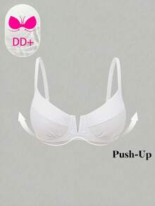 Swim DD+ DD+ 女款純色細肩帶可調節肩帶後扣式前V領吊帶上衣 - 白色 - 查看 3