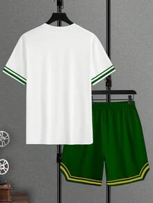 Manfinity CasualCool Set Kaos dan Celana Pendek Kasual Musim Panas untuk Pria - MultiWarna - View 2