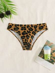 ZELFYO Men's Leopard Print Tight Fit Triangle Swim Briefs, Holiday - Brown - View 5