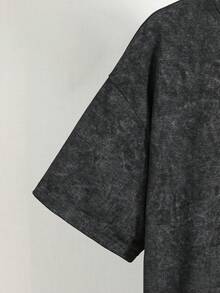 SHEIN 青少年男孩 2件組休閒雪花印花圓領針織T恤與長褲套裝，舒適面料，時尚版型，春夏新品，適合多季節與多場合 - 黑色 - 查看 7