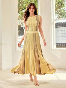 MOTF PREMIUM TOP DE PUNTO ACANALADO SIN MANGAS A RAYAS - Amarillo claro - Ver 2