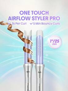 SHEGLAM HAIR One Touch Airflow Styler Pro-25mm Silver-Purple,Cool Air Auto-Rotating Curling Iron,5 Min Quick Styling,360° Cooling Airflow One Touch Operation Long-Lasting Results,5 Temps & Anti-Scald,Auto Off Dual Voltage For Medium-Length Hair & Long Hair & All Hair Types- US Plug Birthday Gift Pink Makeup Beach School Festivals Hair Care Y2K Travel Essential Cruise Vacation Summer Universal Voltage Hair Accerssories Women's Accessories Hair Brush - Silver - View 13