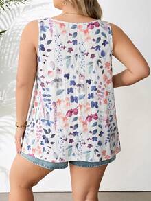 SHEIN CURVE+ 女款大尺碼綠色V領寬鬆背心上衣 - 彩色 - 查看 2