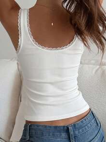 Solid Color Fitted Tank Top For Summer Vacation - Bronze - View 2