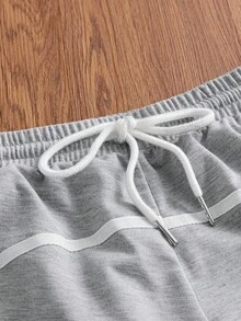 Men's Casual Printed Shorts With Elastic Waist - Grey - View 3