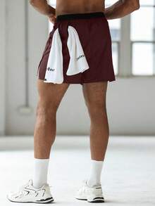 Gym Rark Men's Geometric Print Elastic Waist Sports Shorts, Gym - Burgundy - View 5