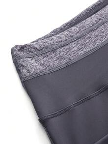 SHEIN Cheerettes 女款對比色口袋日常健身運動緊身褲 - 紫色 - 查看 3