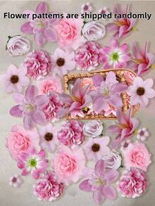 24/48 PCS Pink Artificial Flower Kit DIY Handmade Headpiece Garland Material Wedding Flower Supplies For Holiday Birthday Party Decoration Bridal Corsage Flower Arrangement Home Florist Garden Decor Mother's Day All Season Long Popular Floral - Pink - View 6