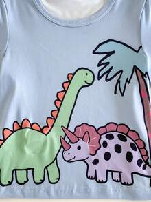 4pcs/Set Young BoyCute Cartoon Dinosaur Print Loose Short Sleeve Top And Shorts Pajama Set - Multicolor - View 7