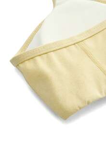 SHEIN Cheerettes 女款素色日常健身舒適運動內衣 - Butter Yellow - 查看 10
