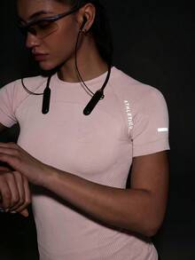 Powerista Women's Round Neck Short Sleeve Slim Fit Sports T-Shirt - Khaki - View 4