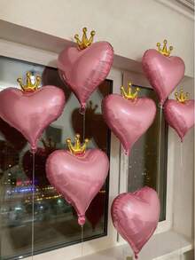 MINKOJA 6Pcs 19-Inch Crown & Heart Shaped Floating Balloons, Suitable For Wedding Decoration, Mother's Day, Proposal, Date Photo Props, Indoor/Outdoor Decor, Bridal Shower, Birthday - multicolor - View 6