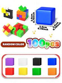 MINKOJA 48 & 100PCS Small Size Magnetic Blocks, 2cm Solid Color Magnetic Block Magnetic Cube Sensory Toys, Preschool Educational Building Blocks Set, Random Color,Easter,Easter Gift,Childen's Day,Travel Toys,Magnetic Blocks,Building Blocks,Kids Magnetic Building Block Toys - color - View 9