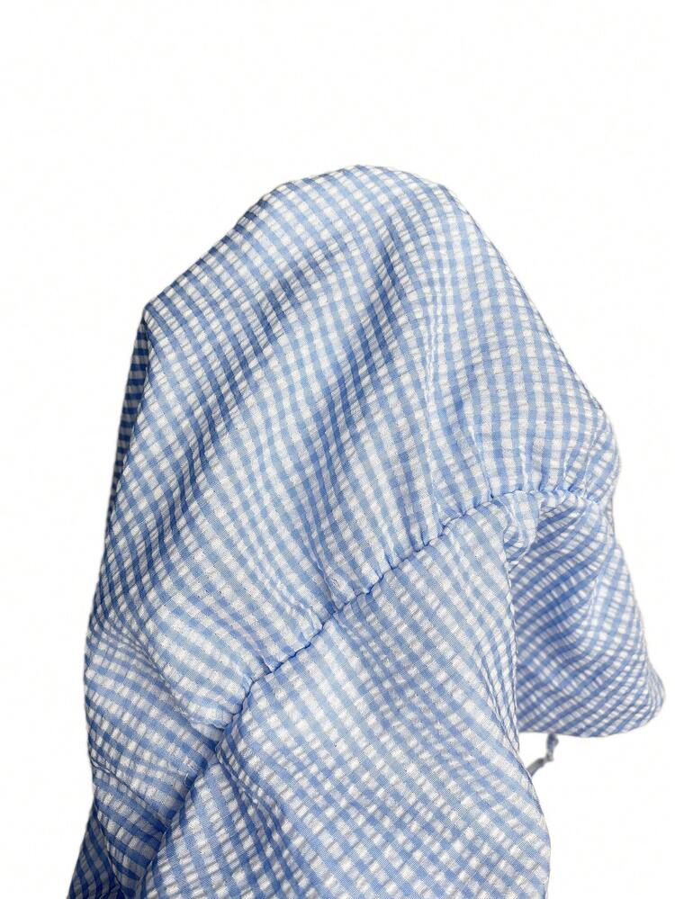 Women's Plus Size Summer Casual Plaid Tank Top, Summer Outfits,Vacation Outfits Women ,Blue Top,Casual Blouses For Women