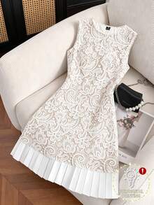 GlowEve CURVE Plus Size Women Floral Ruffle Trim Elegant Date Party Dress - White - View 1