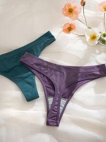 SHEIN 休閒系列舒適無縫丁字褲 9件組 - 彩色 - 查看 5