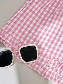 Comfortcana Conjunto de 3 piezas de shorts casuales holgados con lazos, volantes, apliques bordados y patchwork para mujer, estampado de parches - Multicolor - Ver 9