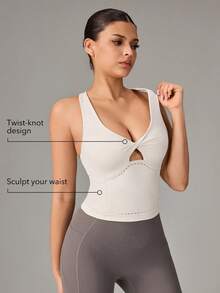 OutZeal Áo vest top nữ dạng bra thể thao tập luyện yoga, nhanh khô, mềm mịn như bơ, có đệm ngực rời, lưng racerback - Màu Khaki - Xem 2