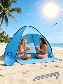 1PC Mesh Pop Up Portable Sun Shade Shelter Beach Tent Outdoor Camping Fishing Canopy Easy Setup Breathable Lightweight Compact For Outdoor Use Summer Vacation Travel Beach Essentials Camping Gear Fishing Accessories - Tent - View 14