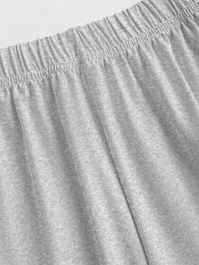 Sweetra 女士新款时尚百搭纯色不对称肩部收腰上衣+长裤两件套 - 淺灰色 - 查看 7