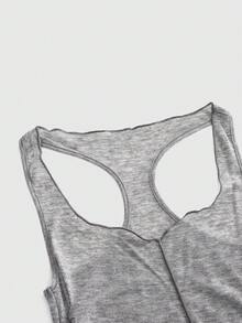 ROMWE Grunge Punk Spring/Summer Festival Outfits Burnout Tie-Knot Punk Sheer Fitted Tank Top - Grey - View 3