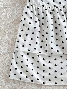 Flirla Top elegante da donna con scollo all'americana a pois e schiena scoperta & mini abito bianco - Bianco - Visualizzare 6